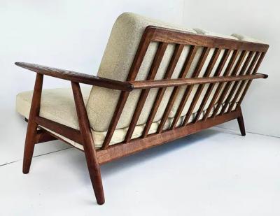 Hans Wegner Danish Mid century Modern Hans Wegner Cigar Oak Sofa by GETAMA circa 1950s