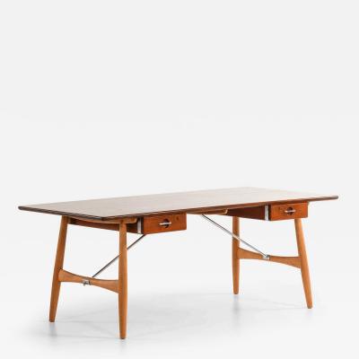 Hans Wegner Danish Modern JH 571 Architects Desk in Teak Oak Steel by Hans Wegner 1950s