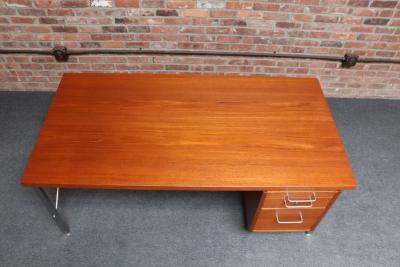 Hans Wegner Danish Modern Kontour Steel and Teak Executive Desk by Hans Wegner