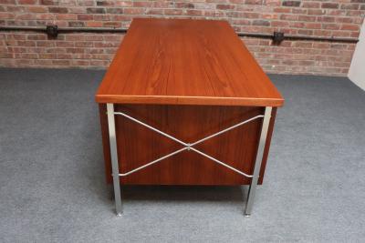 Hans Wegner Danish Modern Kontour Steel and Teak Executive Desk by Hans Wegner