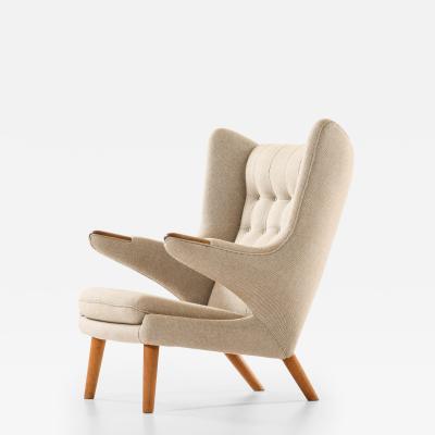 Hans Wegner Easy Chair in Wool and Oak by Hans Wegner 1950s