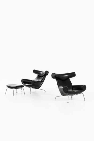 Hans Wegner Easy Chairs and Stool Model EJ 100 Produced by Erik J rgensen