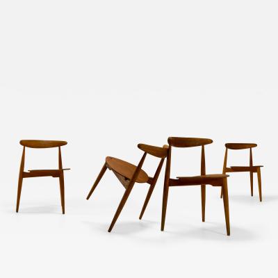Hans Wegner FH4103 Heart Dining Chairs by Hans Wegner for Fritz Hansen Denmark 1950s