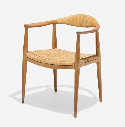 Hans Wegner First Generation Hans Wegner Round Chair in Oak and Cane