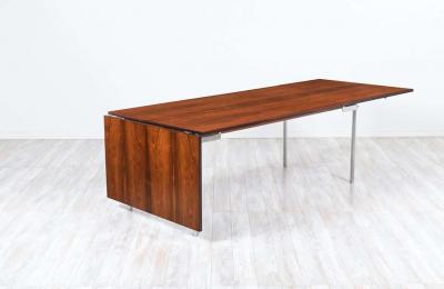Hans Wegner Hans J Wegner AT 319 Rosewood Steel Drop Leaf Dining Table for Andreas Tuck