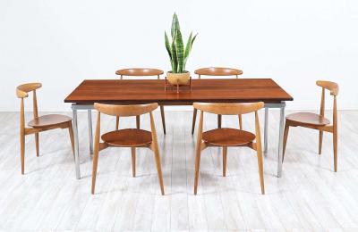 Hans Wegner Hans J Wegner AT 319 Rosewood Steel Drop Leaf Dining Table for Andreas Tuck