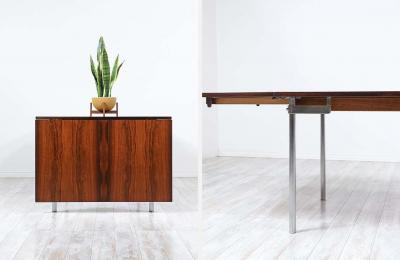 Hans Wegner Hans J Wegner AT 319 Rosewood Steel Drop Leaf Dining Table for Andreas Tuck