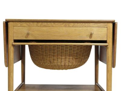 Hans Wegner Hans J Wegner AT 33 Sewing Drop leaf Side Table in White Oak Restored