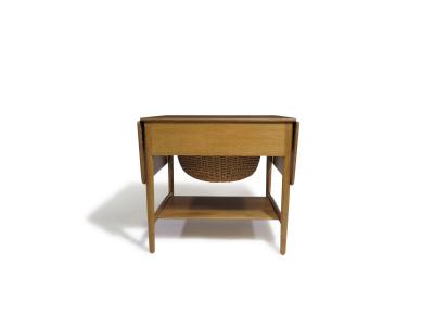 Hans Wegner Hans J Wegner AT 33 Sewing Drop leaf Side Table in White Oak Restored