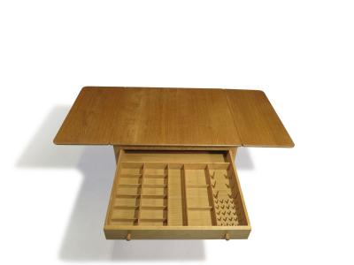Hans Wegner Hans J Wegner AT 33 Sewing Drop leaf Side Table in White Oak Restored