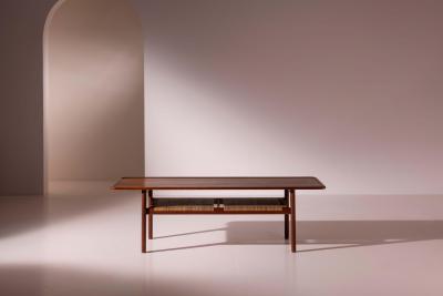 Hans Wegner Hans J Wegner coffee Table model AT 10 in Teak and Cane by Andreas Tuck 1950s
