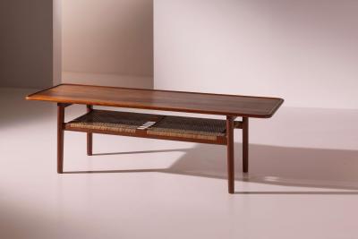 Hans Wegner Hans J Wegner coffee Table model AT 10 in Teak and Cane by Andreas Tuck 1950s