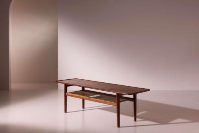 Hans Wegner Hans J Wegner coffee Table model AT 10 in Teak and Cane by Andreas Tuck 1950s