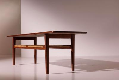 Hans Wegner Hans J Wegner coffee Table model AT 10 in Teak and Cane by Andreas Tuck 1950s