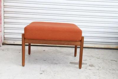 Hans Wegner Hans J Wegner for Getama Cigar Stool in Solid Oak with Orange Cushion