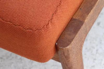 Hans Wegner Hans J Wegner for Getama Cigar Stool in Solid Oak with Orange Cushion