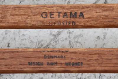 Hans Wegner Hans J Wegner for Getama Cigar Stool in Solid Oak with Orange Cushion