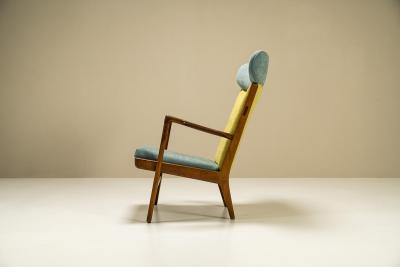 Hans Wegner Hans Wegner AP 15 Wingback Lounge Chair in Teak and Fabric Denmark 1951
