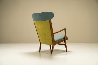 Hans Wegner Hans Wegner AP 15 Wingback Lounge Chair in Teak and Fabric Denmark 1951