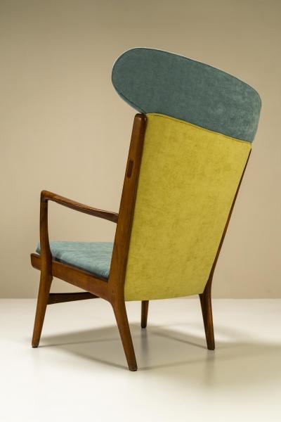 Hans Wegner Hans Wegner AP 15 Wingback Lounge Chair in Teak and Fabric Denmark 1951