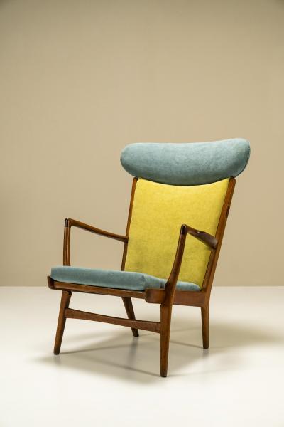 Hans Wegner Hans Wegner AP 15 Wingback Lounge Chair in Teak and Fabric Denmark 1951