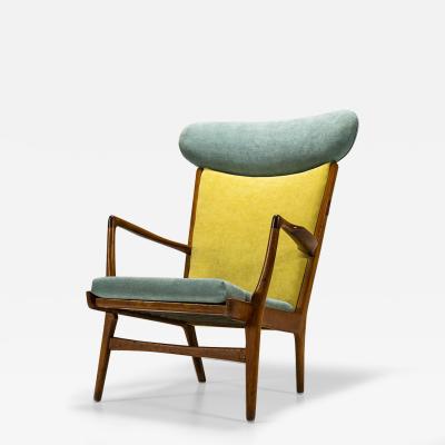 Hans Wegner Hans Wegner AP 15 Wingback Lounge Chair in Teak and Fabric Denmark 1951