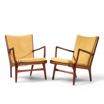 Hans Wegner Hans Wegner AP 16 Mid Century Danish Teak Lounge Chairs Pair
