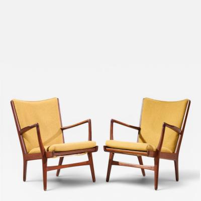 Hans Wegner Hans Wegner AP 16 Mid Century Danish Teak Lounge Chairs Pair