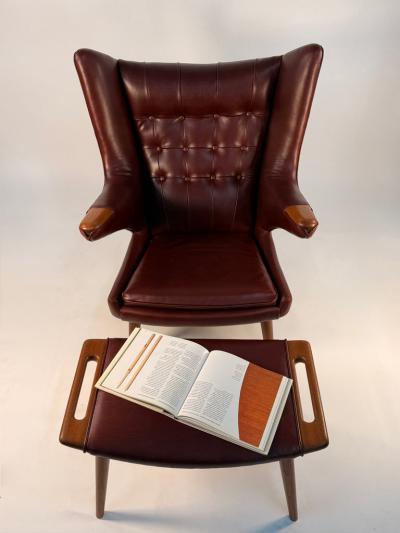 Hans Wegner Hans Wegner Papa Bear Chair Ottoman AP 19 in Leather circa 1950 s