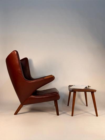 Hans Wegner Hans Wegner Papa Bear Chair Ottoman AP 19 in Leather circa 1950 s