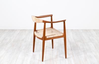 Hans Wegner Hans Wegner Round Teak Cane Armchair for Johannes Hansen