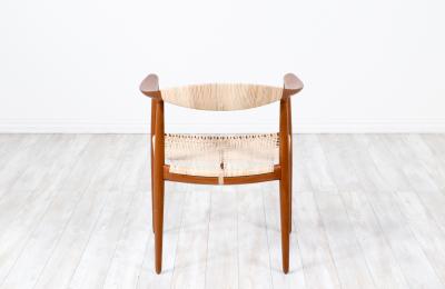 Hans Wegner Hans Wegner Round Teak Cane Armchair for Johannes Hansen