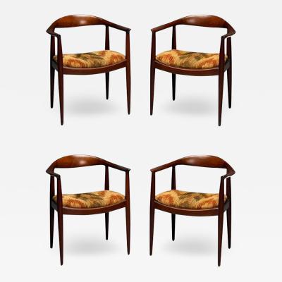 Hans Wegner Hans Wegner Style Danish Mid Century Modern Four Dining Arm Chairs 1950s