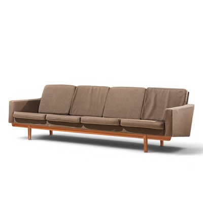 Hans Wegner Hans Wegner Style Mid Century Danish Teak 4 Seater Sofa
