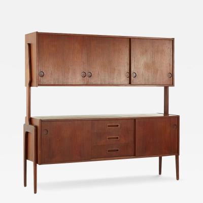 Hans Wegner Hans Wegner Style Mid Century Teak Sliding Door Buffet and Hutch