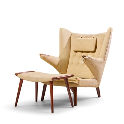 Hans Wegner Hans Wegner for AP Stolen AP19 Mid Century Papa Bear Chair and Ottoman