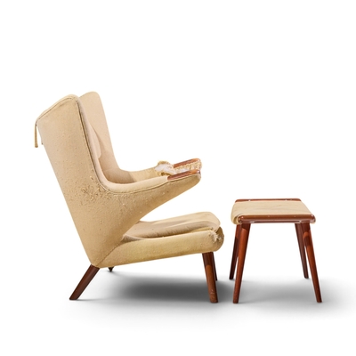 Hans Wegner Hans Wegner for AP Stolen AP19 Mid Century Papa Bear Chair and Ottoman