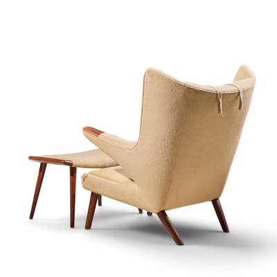 Hans Wegner Hans Wegner for AP Stolen AP19 Mid Century Papa Bear Chair and Ottoman Pair