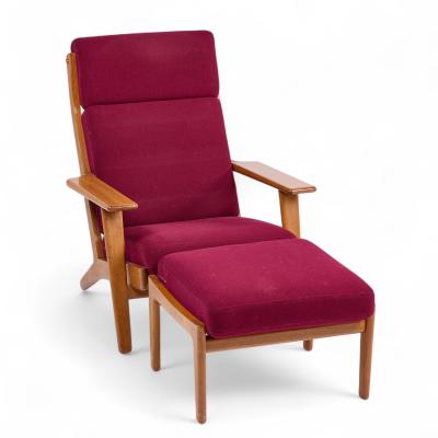Hans Wegner Hans Wegner for Getama GE 290 Danish High Back Lounge Chairs Pair with Ottoman