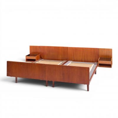 Hans Wegner Hans Wegner for Getama Mid Century Danish Teak King Platform Bed with Nightstand