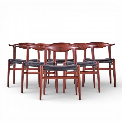 Hans Wegner Hans Wegner for Johannes Hansen Danish Cow Horn Dining Chairs Set of 6