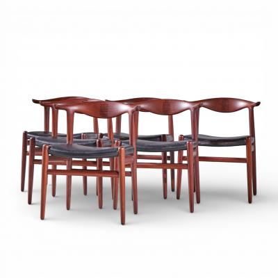 Hans Wegner Hans Wegner for Johannes Hansen Danish Cow Horn Dining Chairs Set of 6