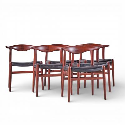 Hans Wegner Hans Wegner for Johannes Hansen Danish Cow Horn Dining Chairs Set of 6