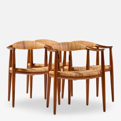 Hans Wegner Hans Wegner for Johannes Hansen JH 501 Cane and Teak Dining Chairs Set of 4