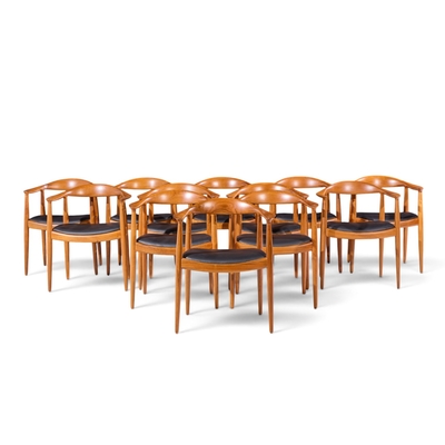 Hans Wegner Hans Wegner for Johannes Hansen Mid Century Danish Teak The Chair Set of 12