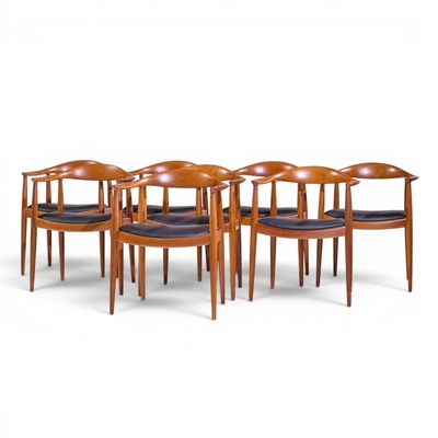 Hans Wegner Hans Wegner for Johannes Hansen Mid Century Danish Teak The Chair Set of 8