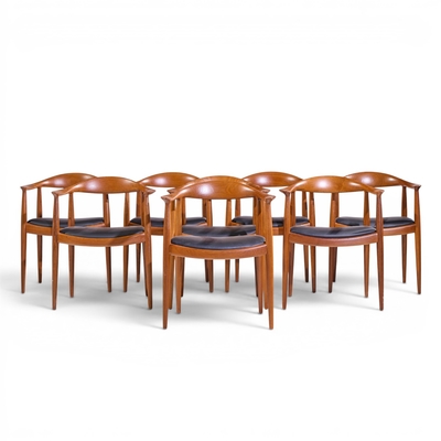 Hans Wegner Hans Wegner for Johannes Hansen Mid Century Danish Teak The Chair Set of 8