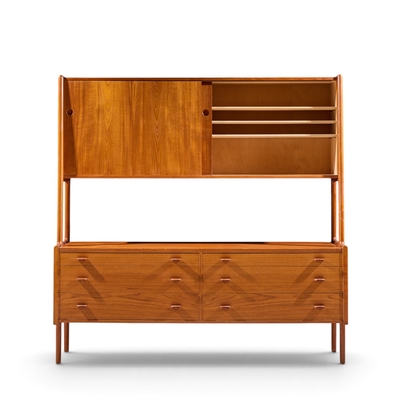 Hans Wegner Hans Wegner for Ry M bler Mid Century Danish Teak Credenza and Hutch