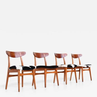 Hans Wegner Hans Wegner model CH30 dining chairs in cowskin Carl Hansen Denmark 1952