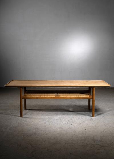 Hans Wegner Hans Wegner wood and cane coffee table